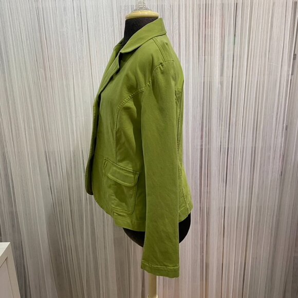 Talbots 90's Vintage Cotton Stretch 3 Button Blazer Apple Green Size 12 Preppy - Picture 6 of 13